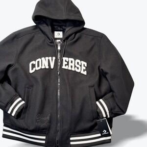 Converse Chuck Taylor Varsity‎ Bomber Jacket Quilted Black Hooded Mens XXL NWT
